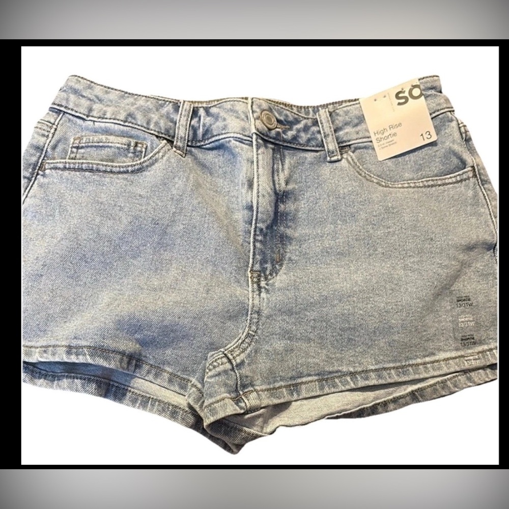 SO High Waist Blue Denim Jean Shorts New with Tags women’s Size 13
